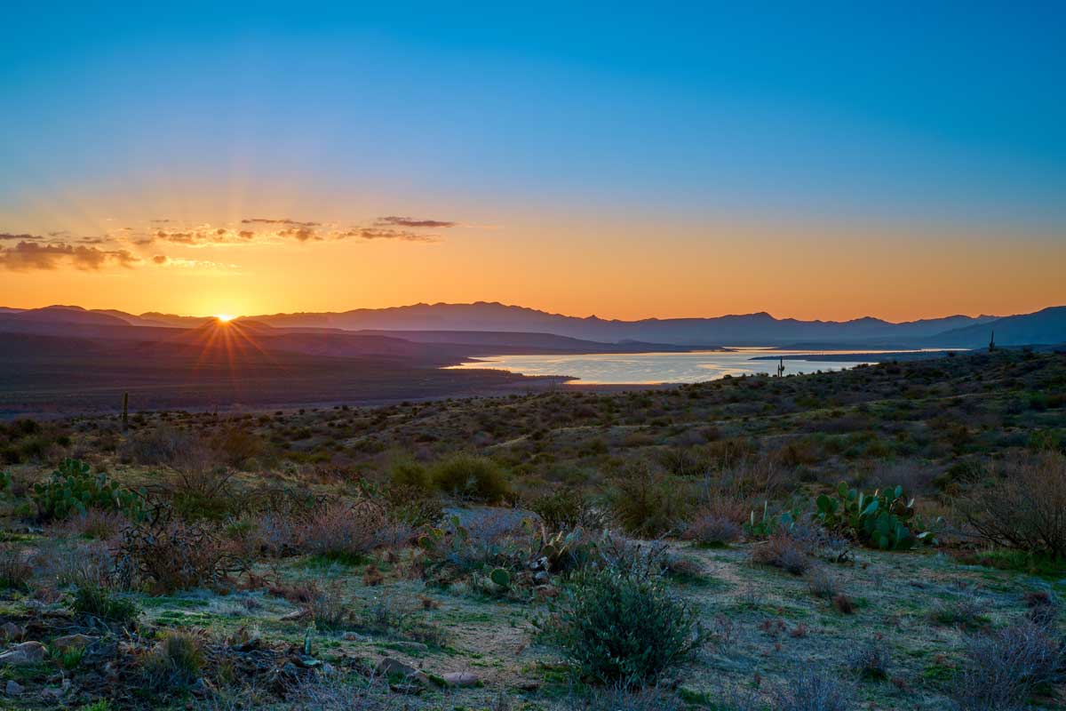 Desert landscape at sunset